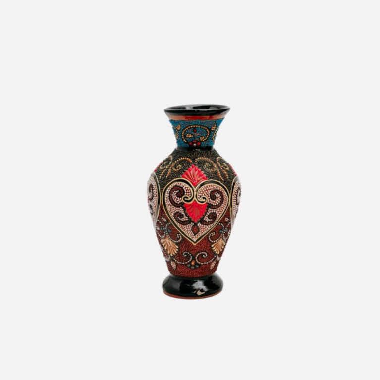 Unique handmade vase from Rishtan (Uzbekistan), 20 cm, drip technique